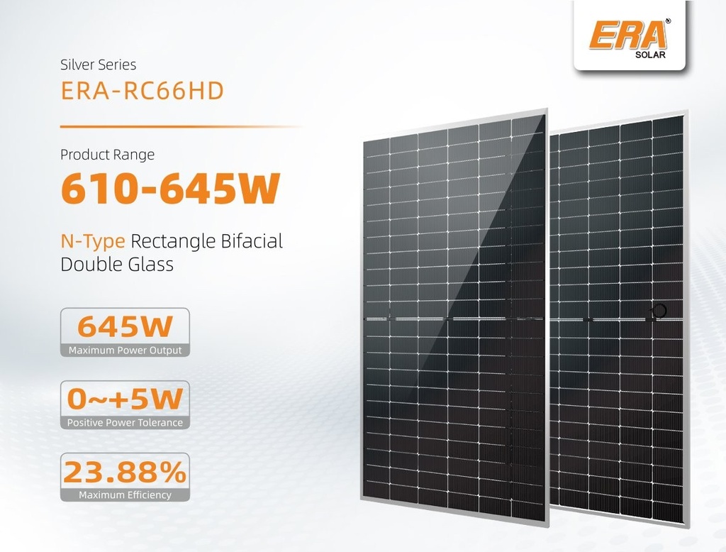 [ERA-RC66HD] Solar Panel Silver N-Type TOPCon Bifacial - 630 Wp - ERA-RC66HD
